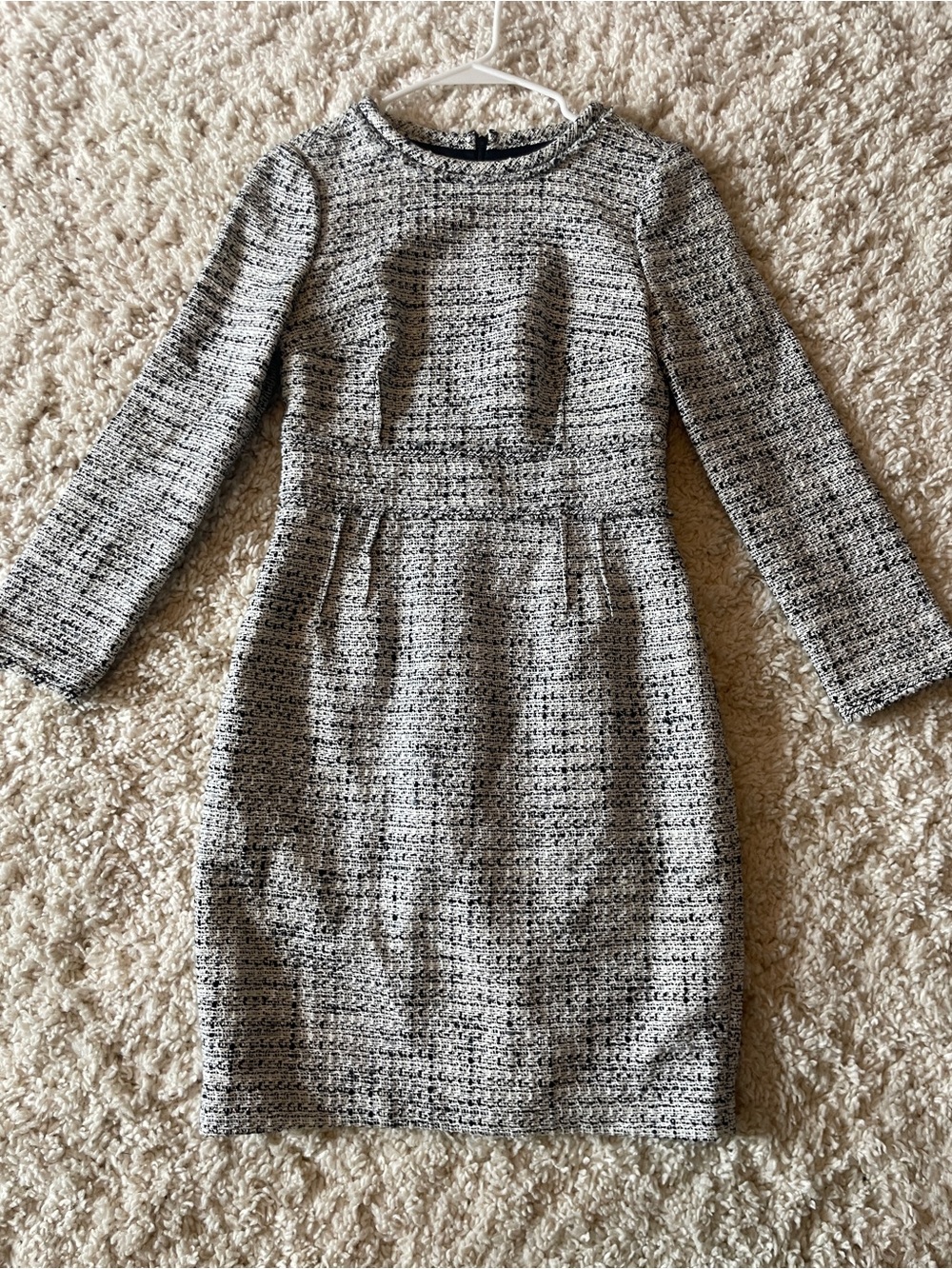 J. Crew Black and White Tweed Long Sleeve Sheath Dress